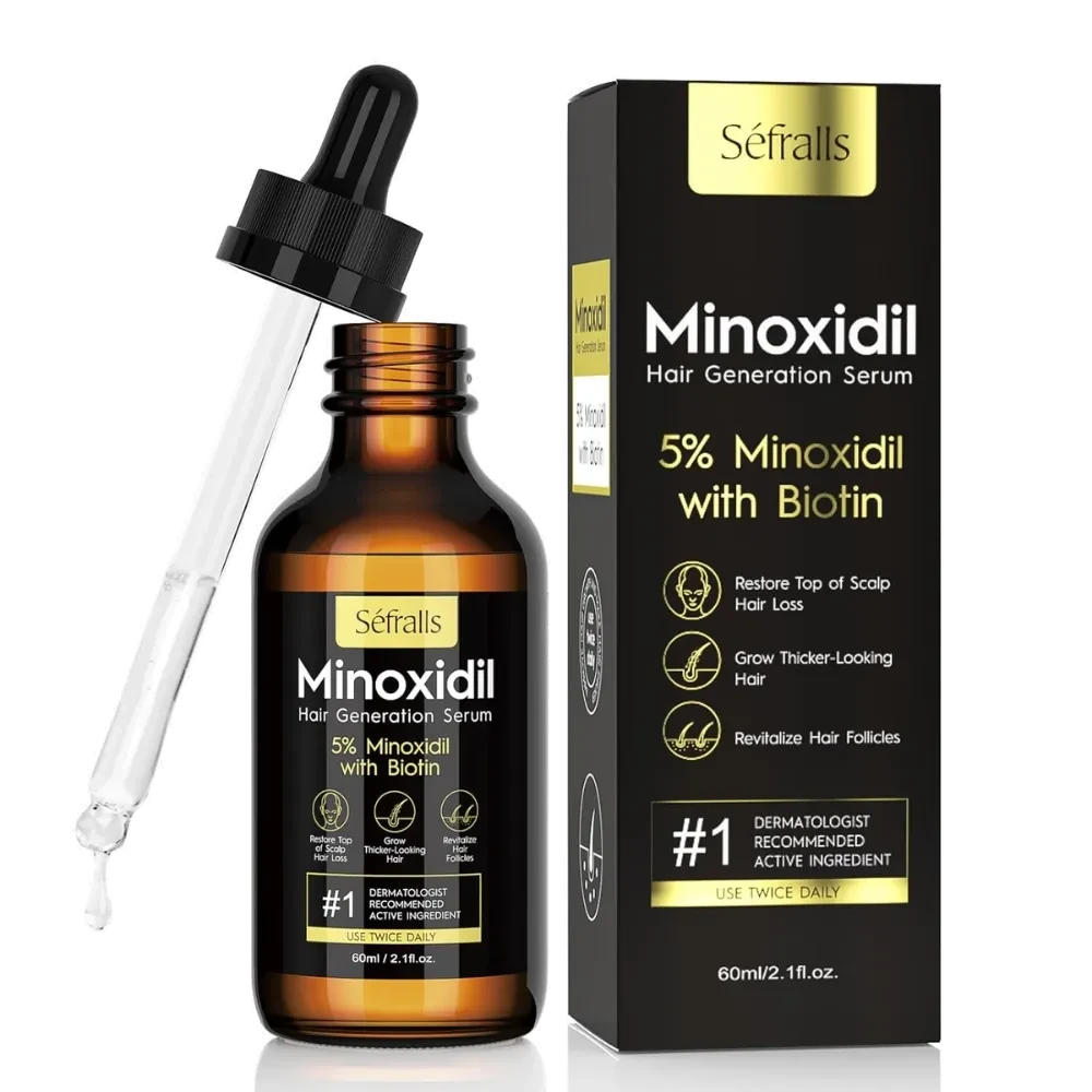 Minoxidil 5% Sérum Capilar e para Barba, 60ml cada, 1 Unidade ou Kit com 3, Sefralls - 1