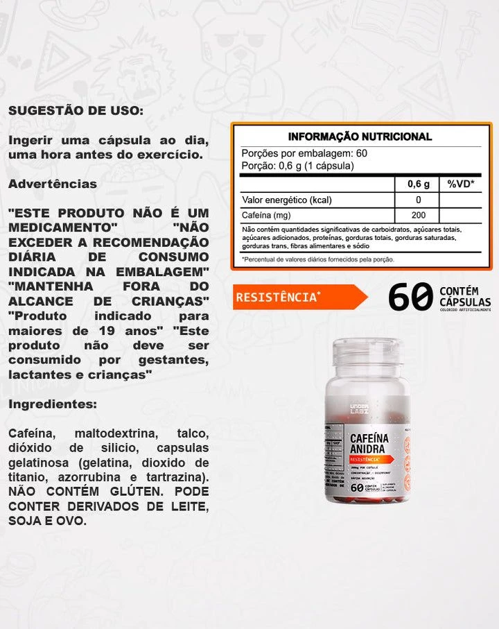 Cafeína Anidra 60 Cápsulas - Under Labz Natural - 5