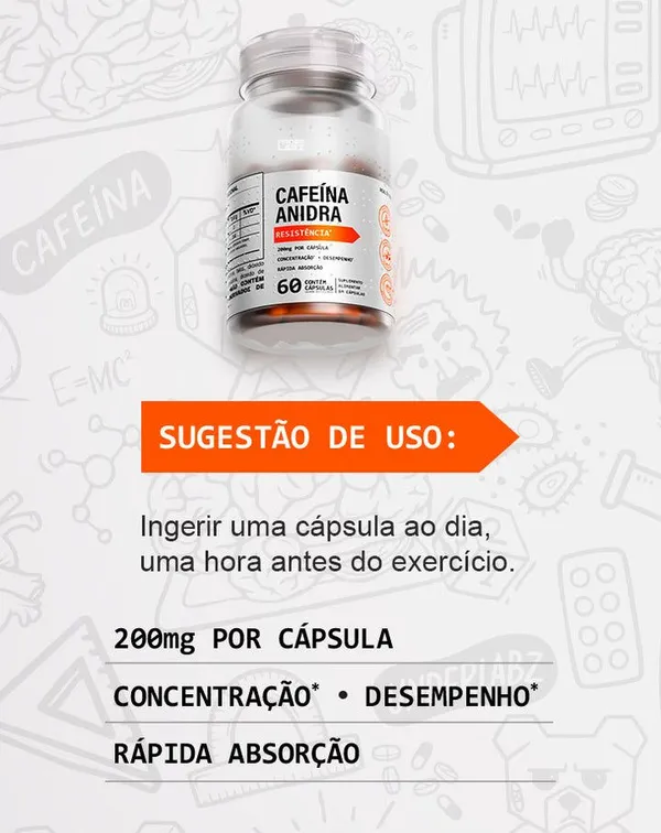 Cafeína Anidra 60 Cápsulas - Under Labz Natural - imagem 3