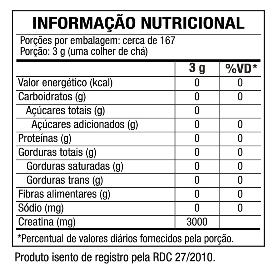 CREATINE - CREATINA MONOHIDRATADA - REFIL 500G BLACK SKULL - imagem 2