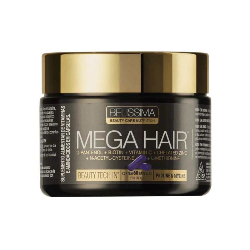 MEGA HAIR 60 CAPS - BELÍSSIMA - imagem 1