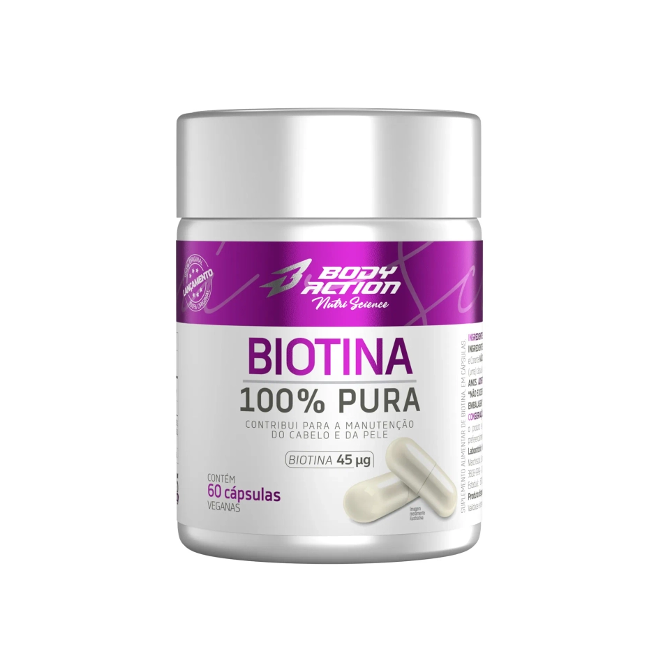 Biotina 100% Pura (60 cápsulas) Bodyaction - imagem 1