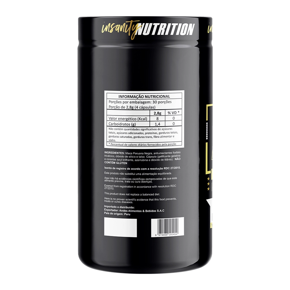Peruvian Maca Black da Insanity Nutrition 120 CAPSUAS - imagem 2