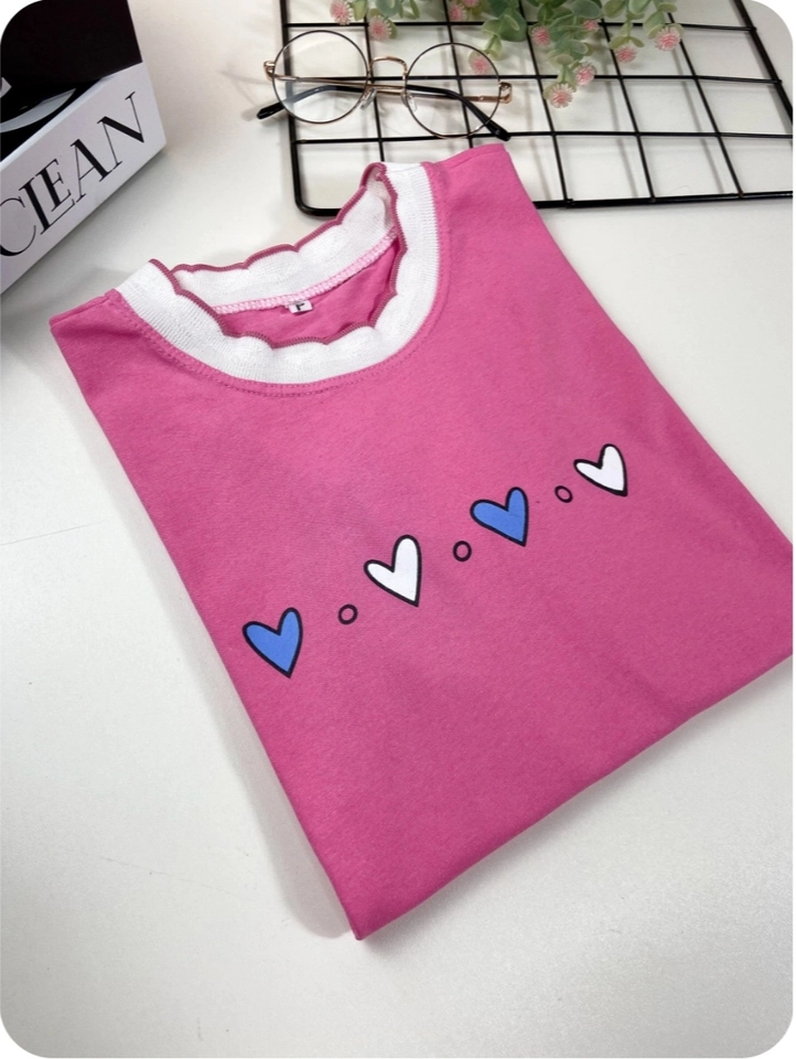 Tshirt Rosa corações 
