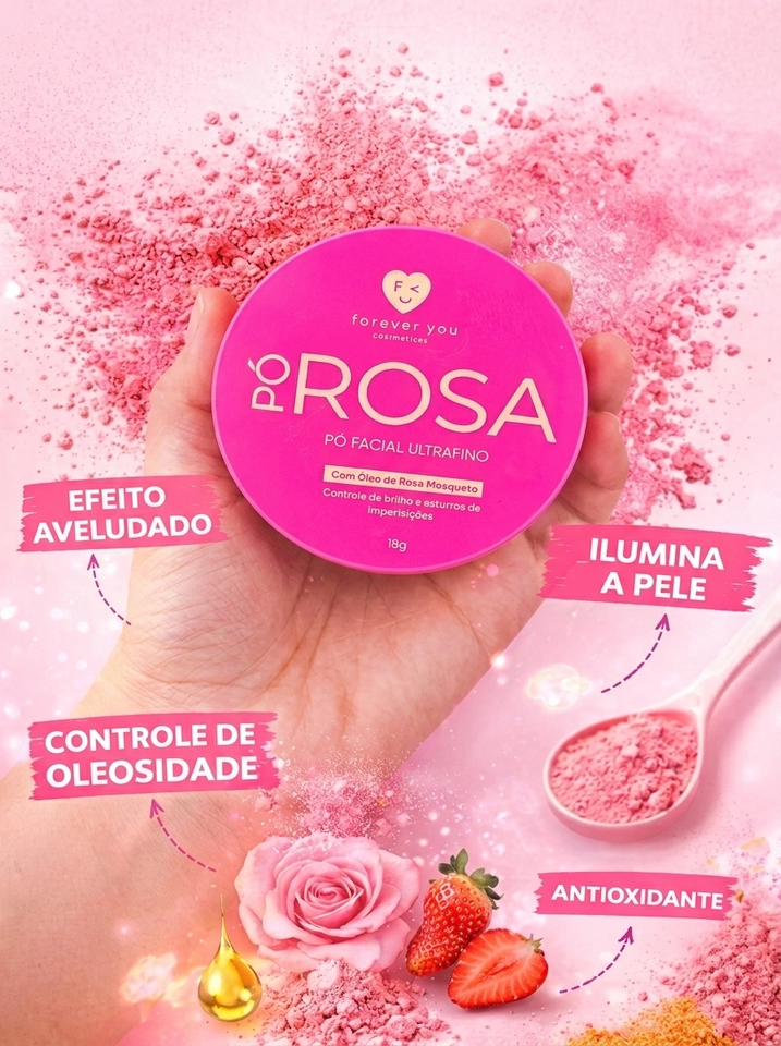 Pó Facial Ultrafino Rosa com Aplicador - Forever You - 1