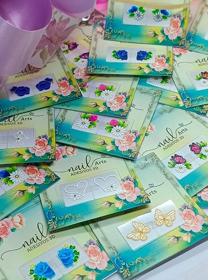 Kit 200 Adesivos de Unha (100 Pares) Sortidos