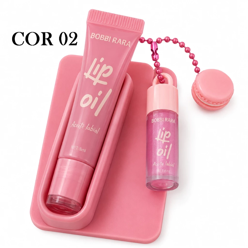 Kit Lip Oil  Lip Gloss 2 em 1 Bobbi Rara – 4 Itens Cartela Adesiva 3M - imagem 4