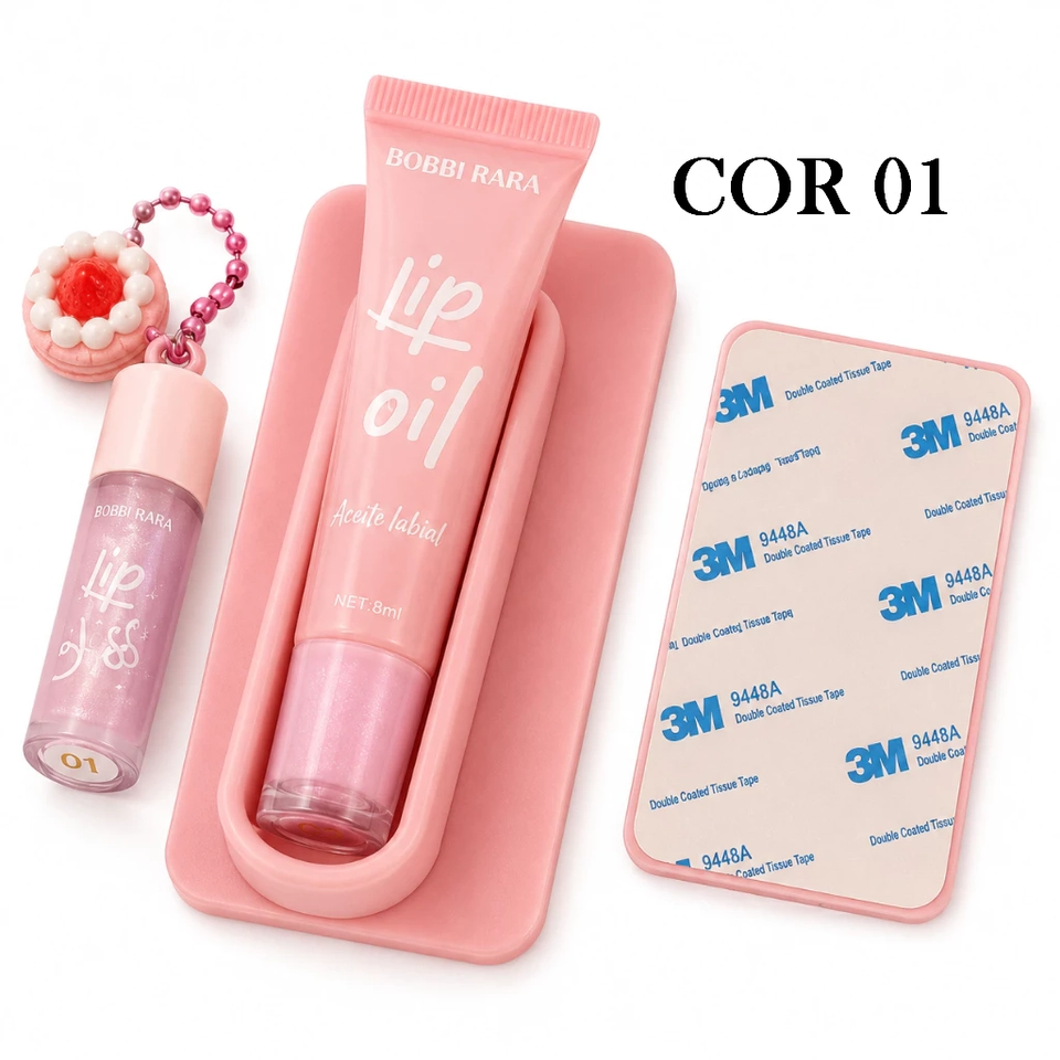 Kit Lip Oil  Lip Gloss 2 em 1 Bobbi Rara – 4 Itens Cartela Adesiva 3M - imagem 3