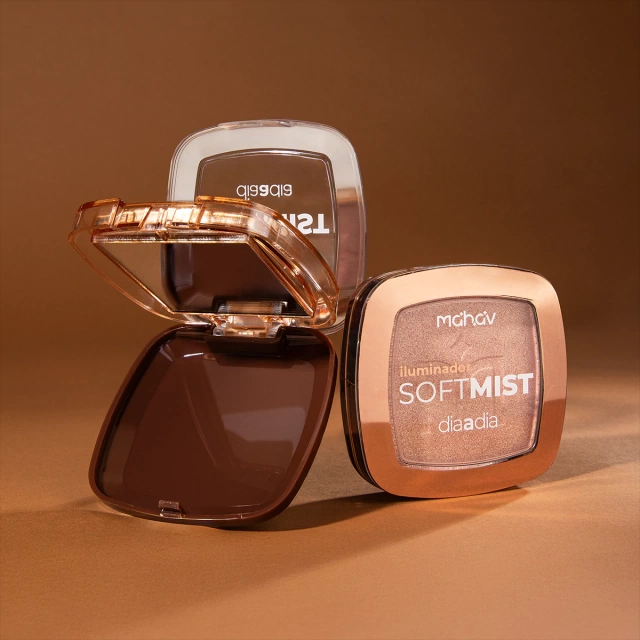 Iluminador Facial Em Pó Compacto Soft Mist Dia a Dia Mahav Cor Golden Light - 6