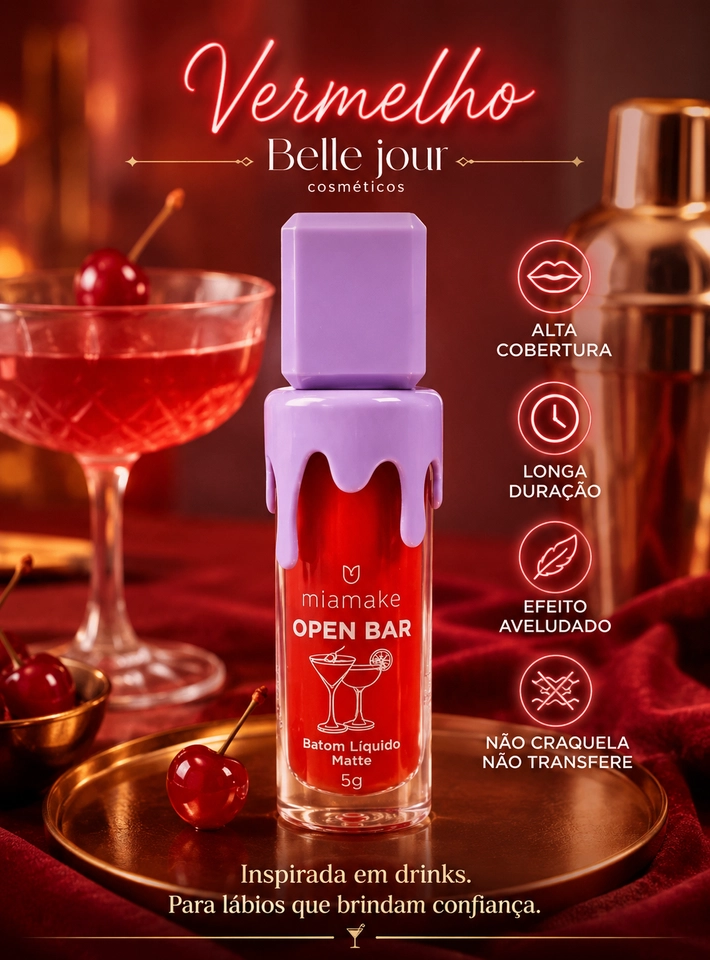 Batom Líquido Matte Open Bar - Vermelho - 1