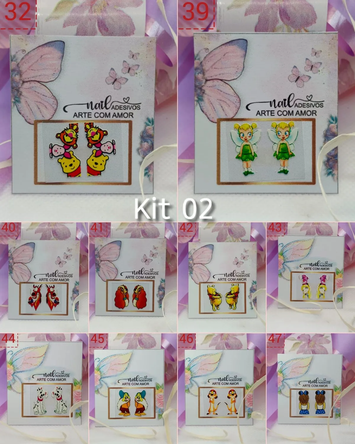 Kit 02 | 20 Adesivos 3D para Unhas Disney (10 Pares) – Alta Qualidade | Promoção - 1