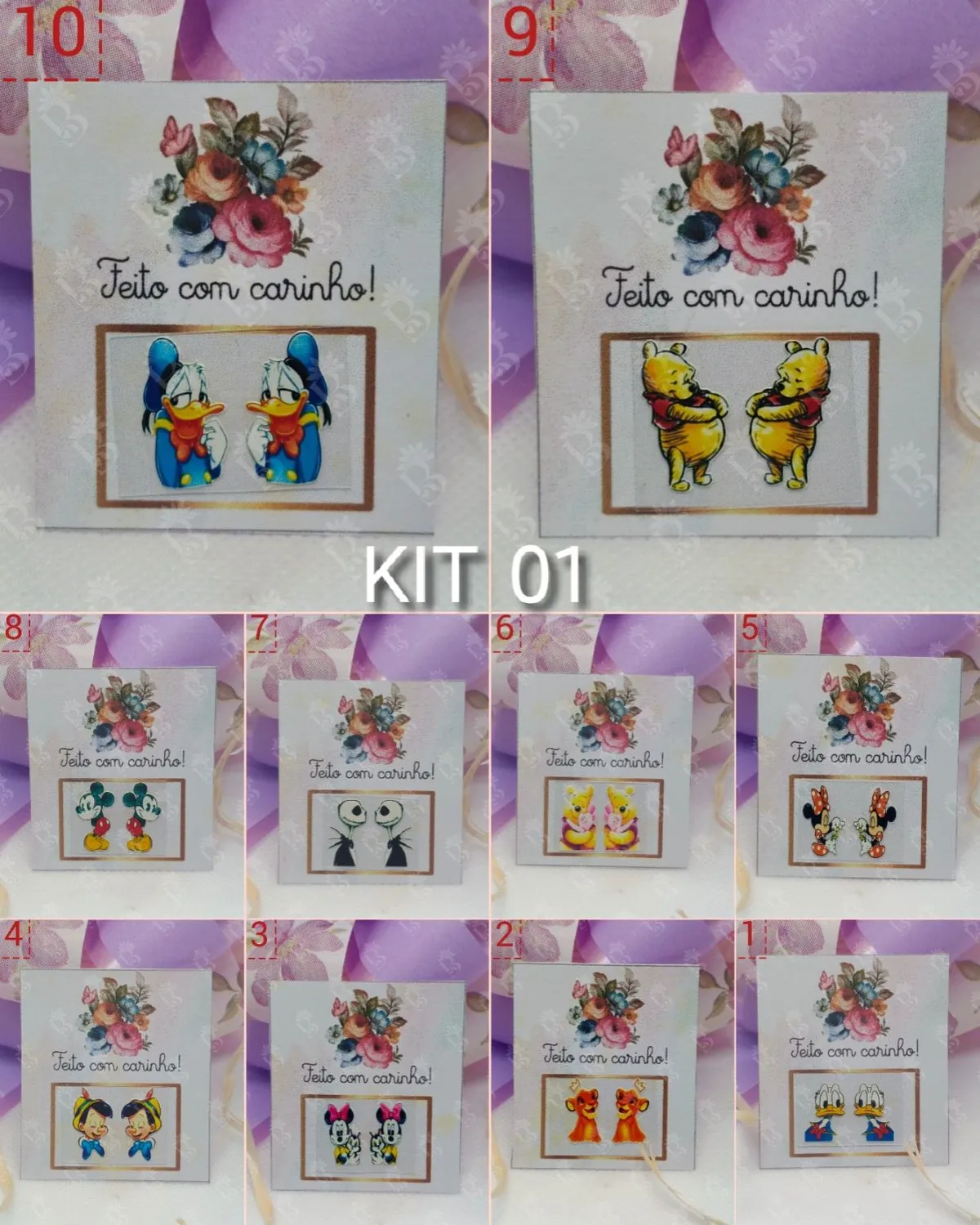 Kit 01 | 20 Adesivos 3D para Unhas Disney (10 Pares) – Alta Qualidade | Promoção - 1