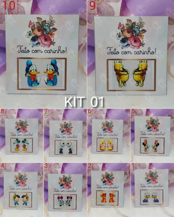 Kit 01 | 20 Adesivos 3D para Unhas Disney (10 Pares) – Alta Qualidade | Promoção