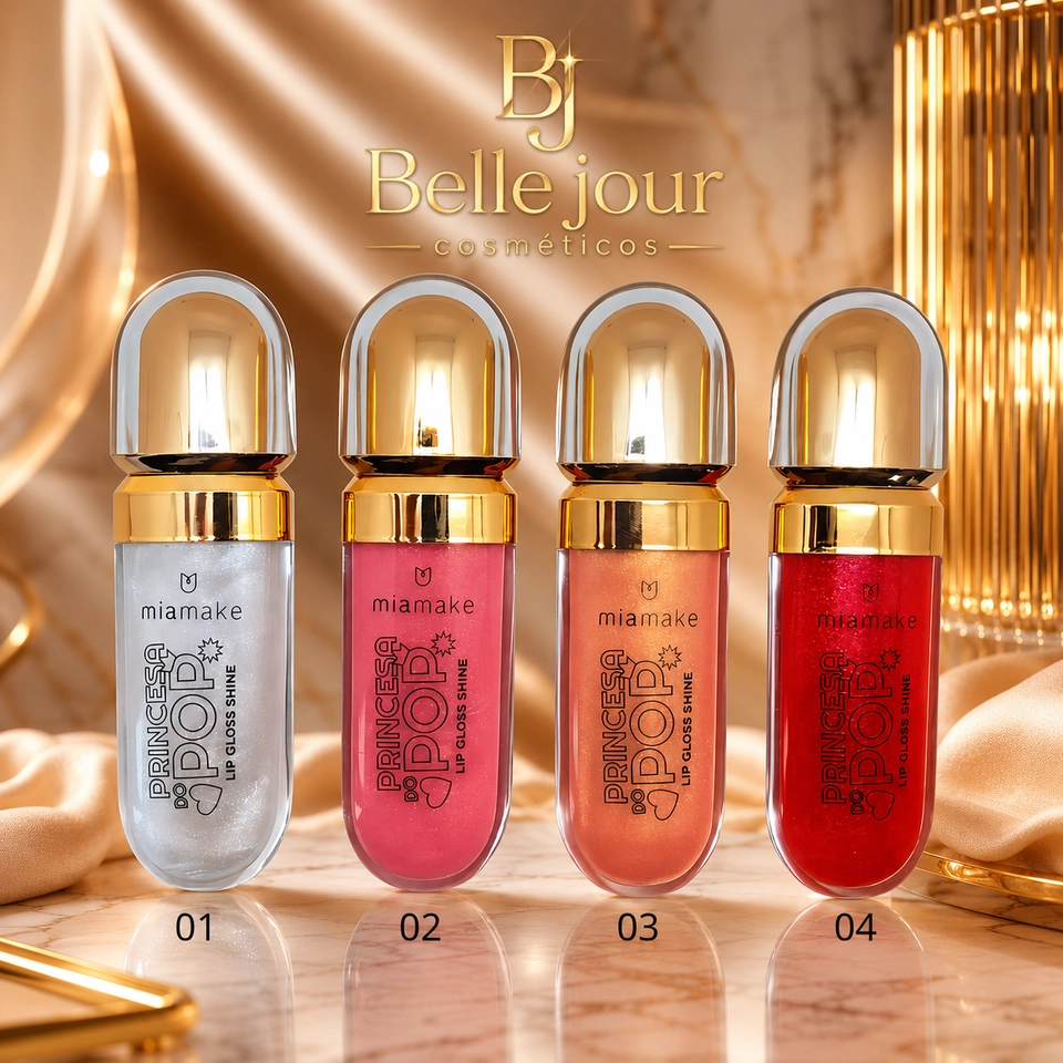 Kit c/ 4 Cores Lip gloss Shine Princesa Pop  - 2