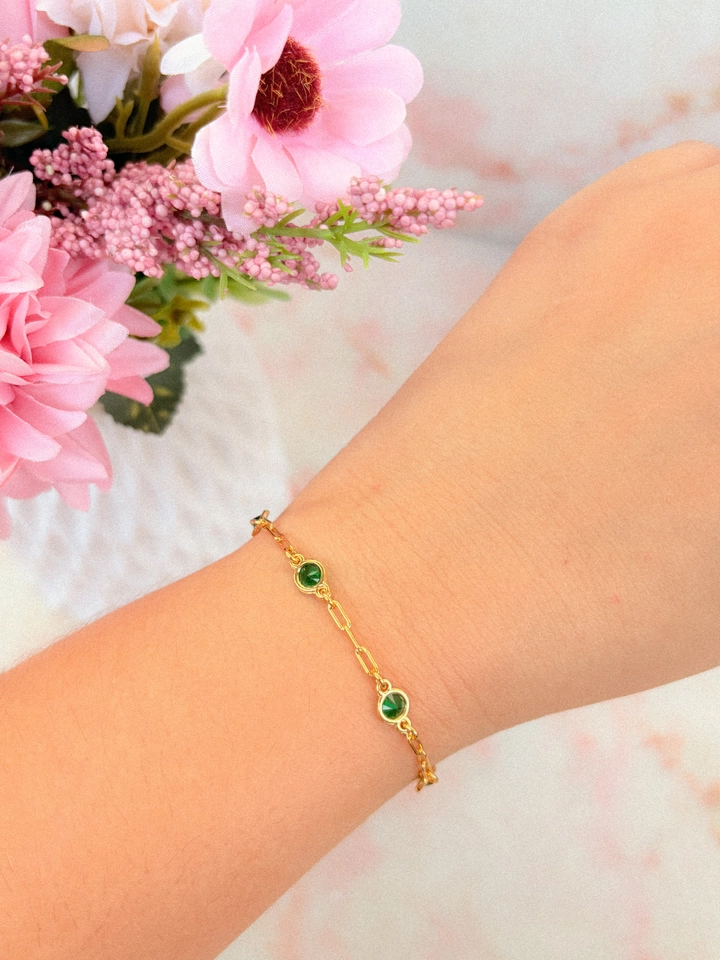 Pulseira pontinhos verde  - 1