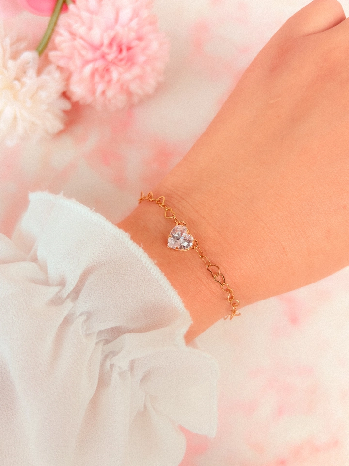Pulseira coração cristal  - 1