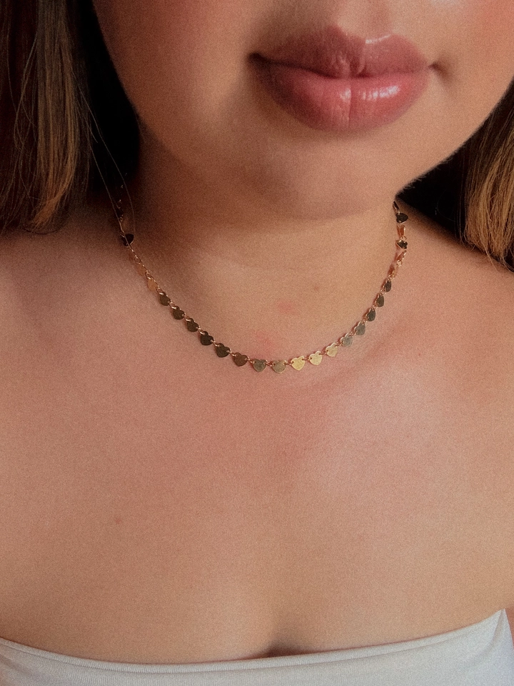 Choker plaquinha de corações  - 1