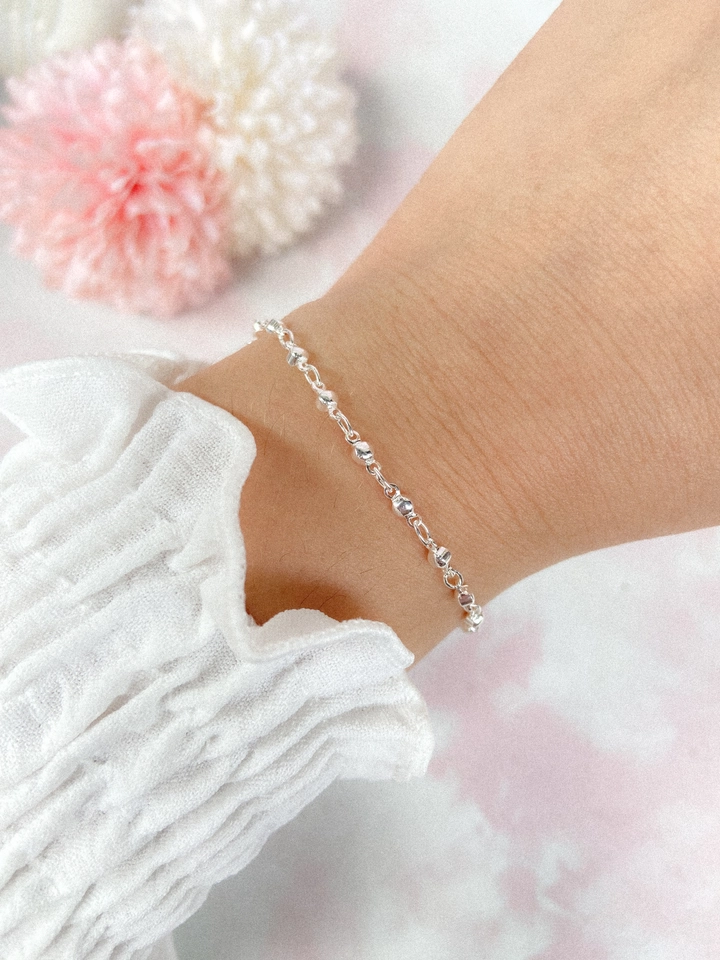Pulseira mini bolinhas - prata  - 1