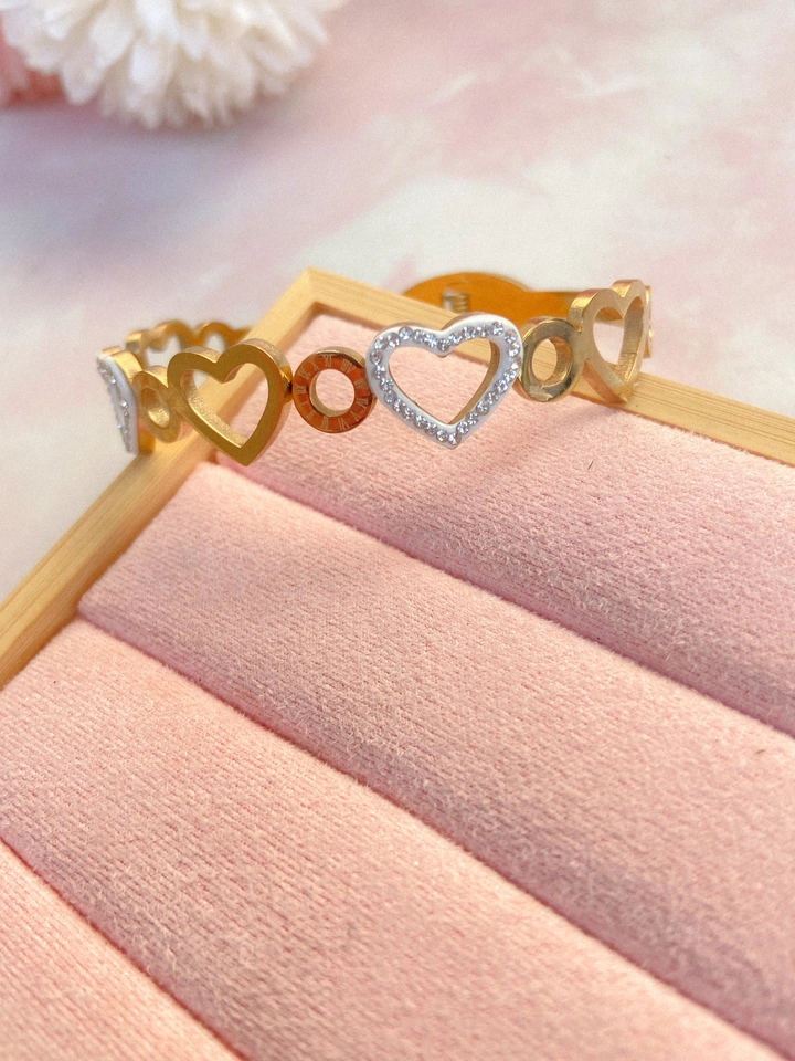 Bracelete corações - aço inoxidável  - 1