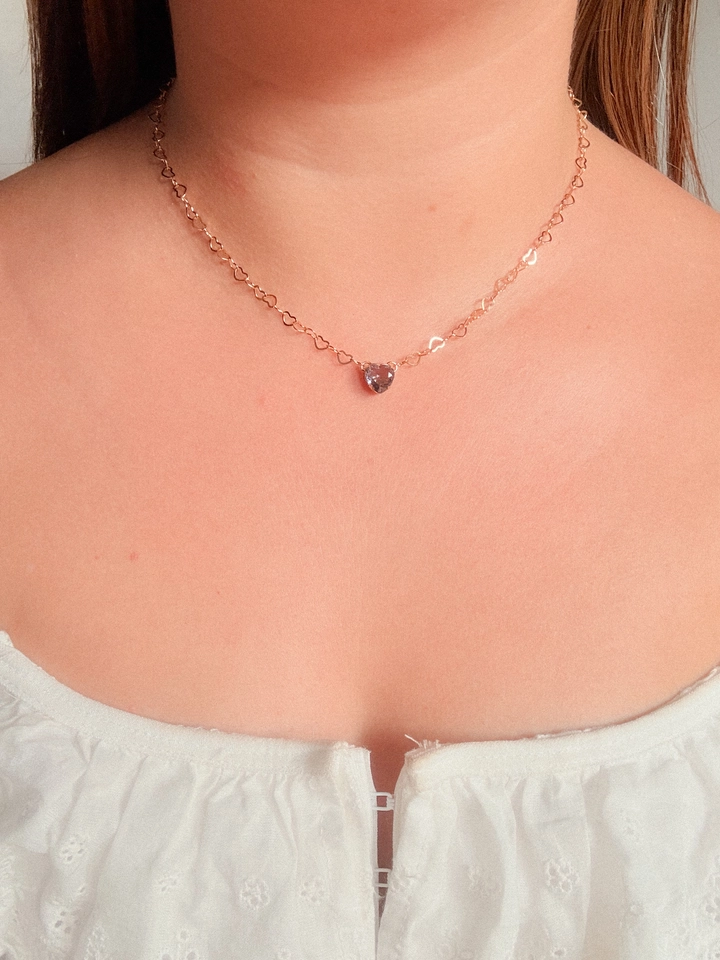 Choker coração lilás  - 1