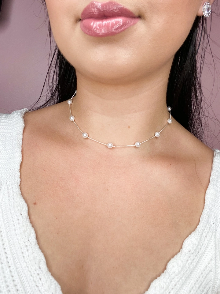 Choker bolinhas - prata  - 1