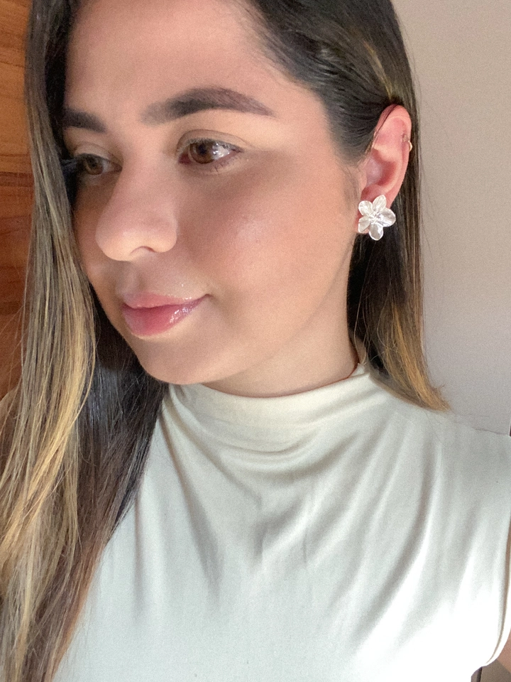 Brinco flor - prata  - 2