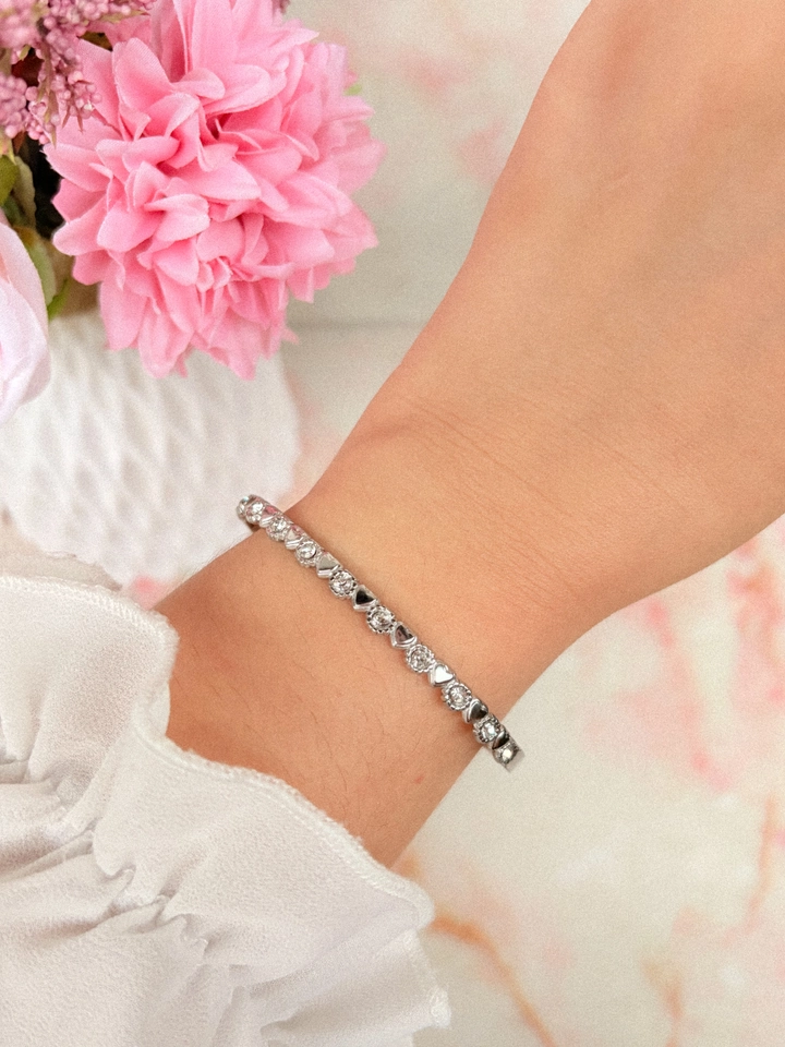 Bracelete corações de luz - aço 