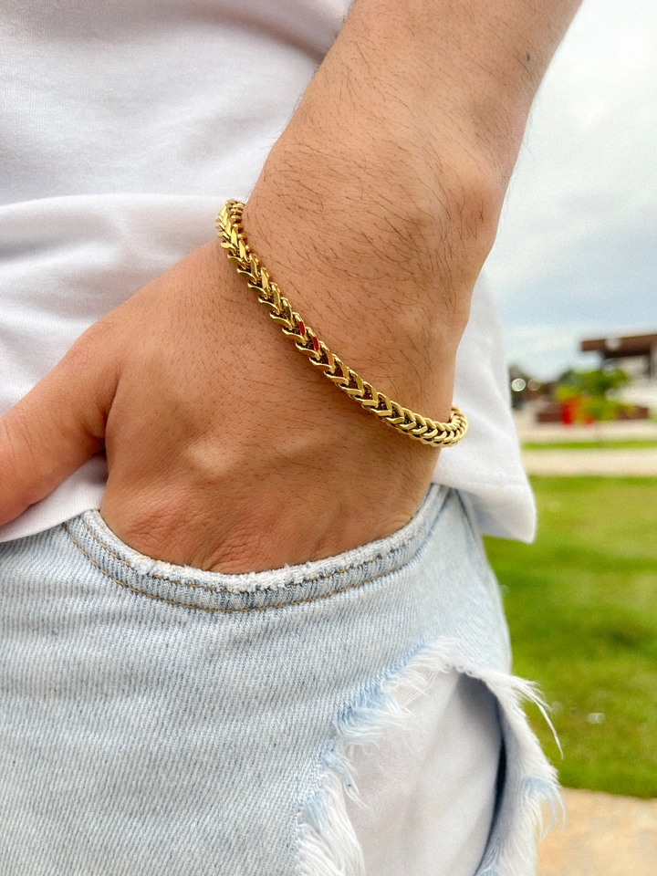 Pulseira masculina grossa grume