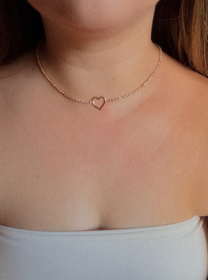 Choker brilho com coração  - 1