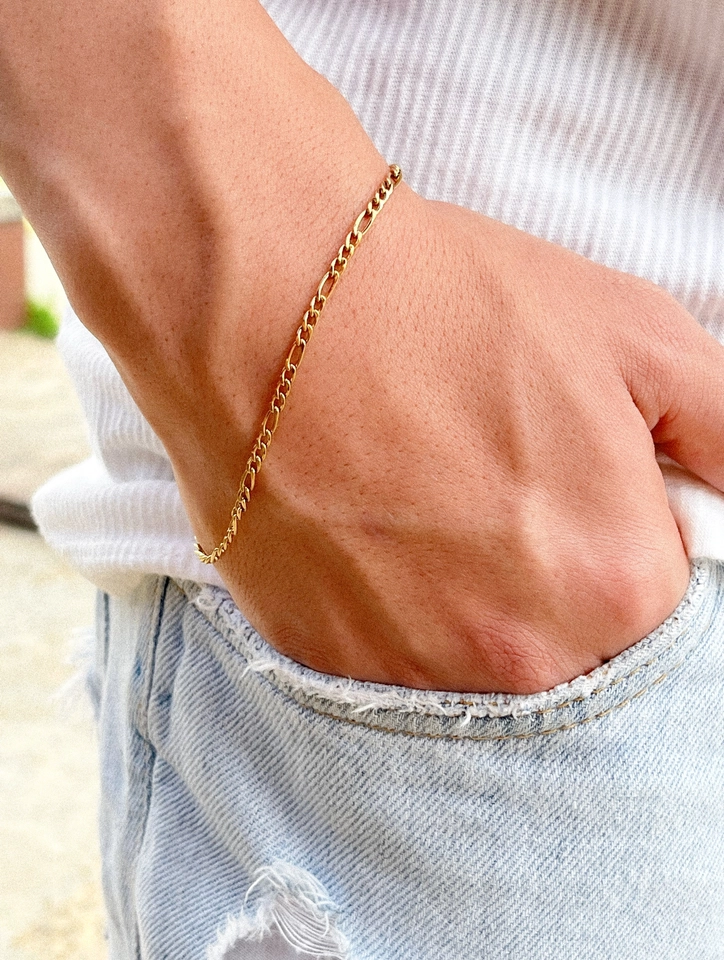 Pulseira fina elos pequenos - aço inoxidável 