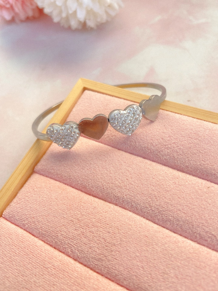 Bracelete coração liso e brilhoso - aço inoxidável  - 1
