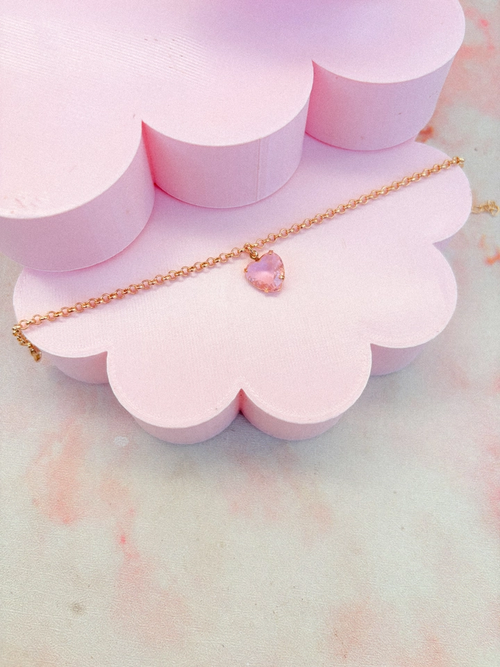Pulseira elo português rosa - 1