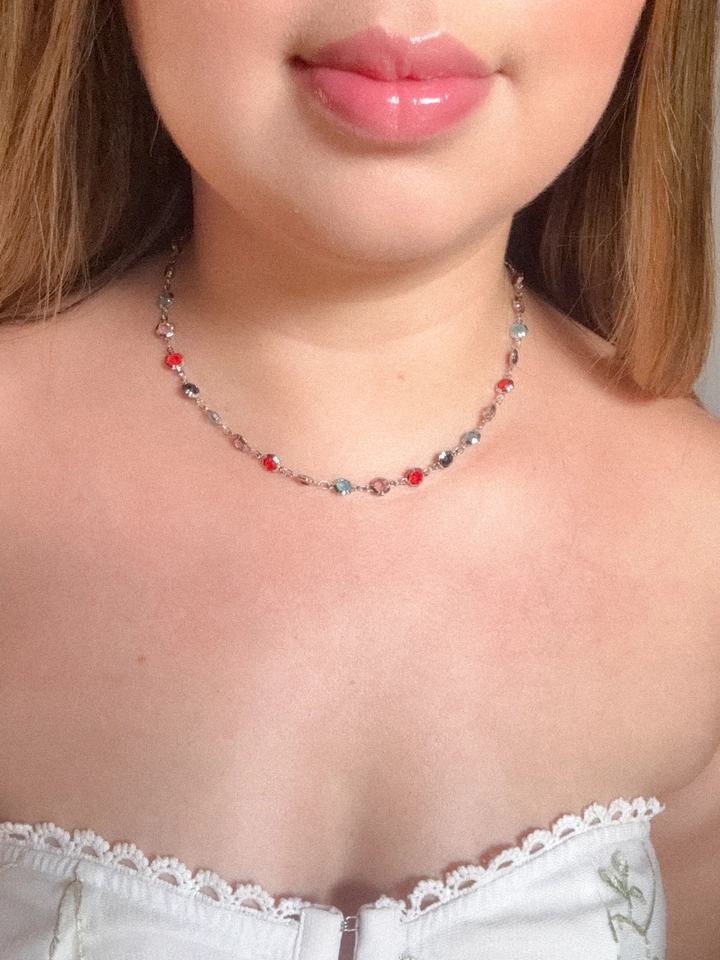 Choker bolinhas coloridas - aço inoxidável  - 1