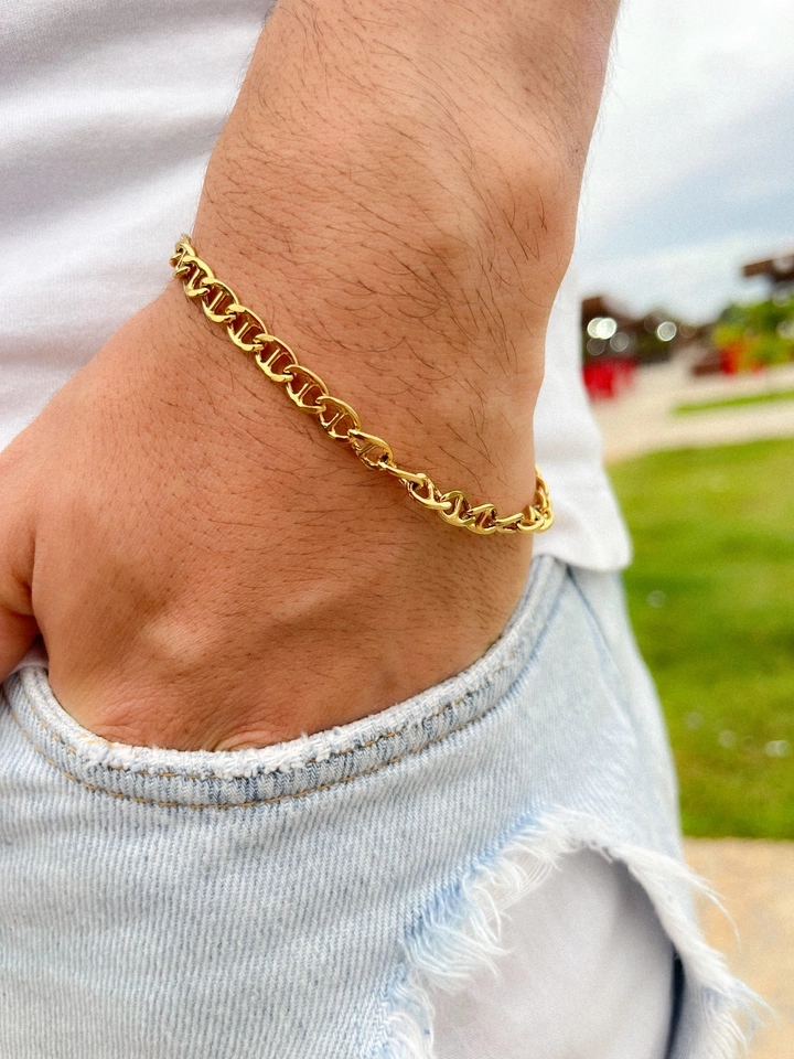 Pulseira masculina elo grande 