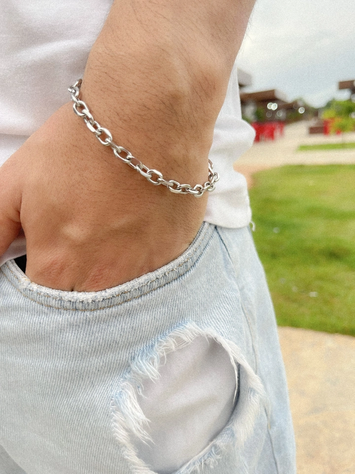 Pulseira masculina elos - aço inoxidável 