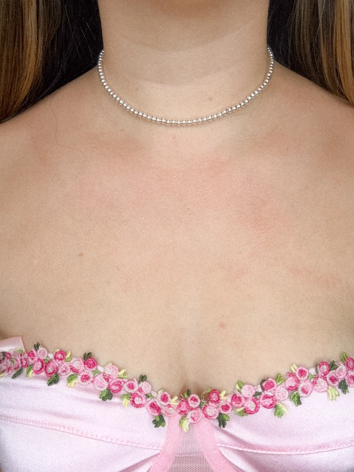 Choker bolinhas - prata  - 1