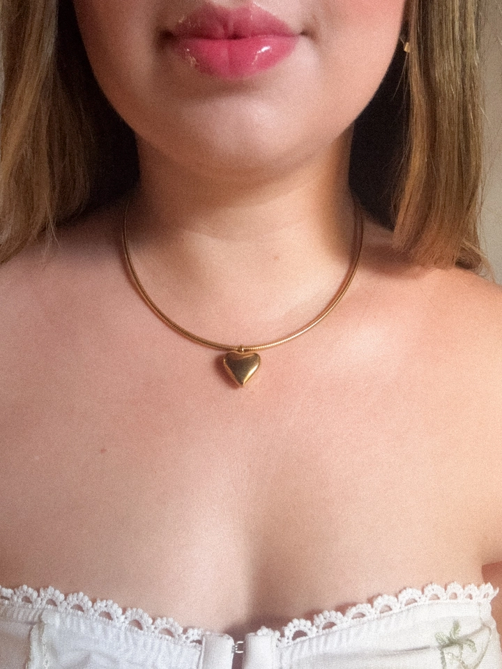 Choker aro maleável coração - aço inoxidável  - 1