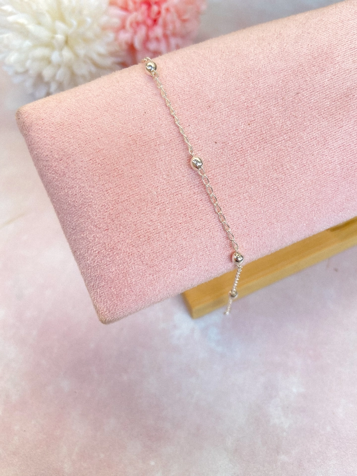 Pulseira bolinha separada - prata  - 1