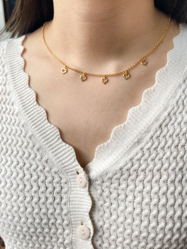 Choker mini elo português corações  - 1