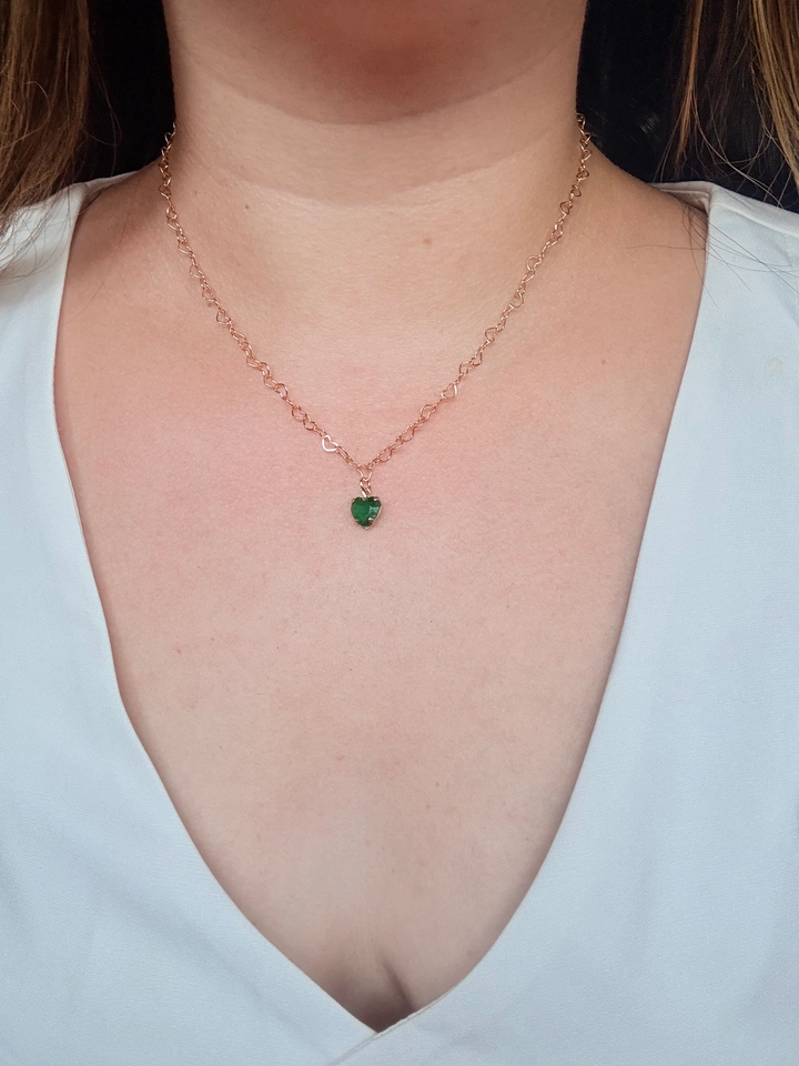 Colar coração verde 