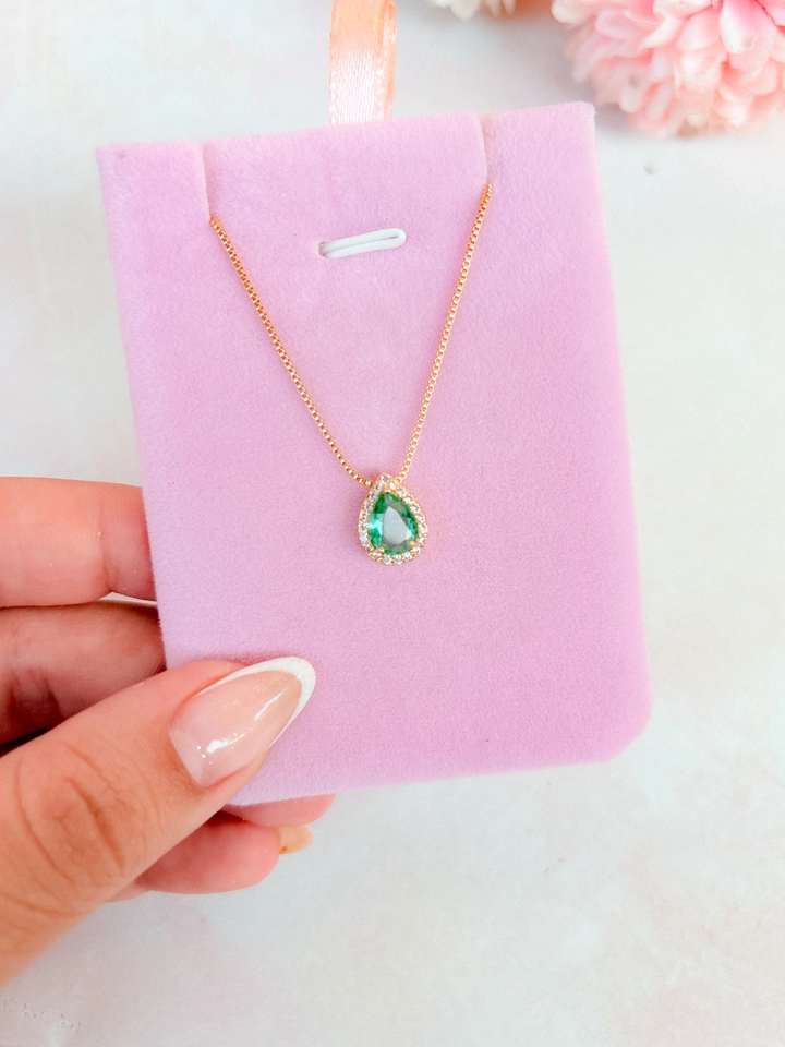 Colar gota - verde  - 1