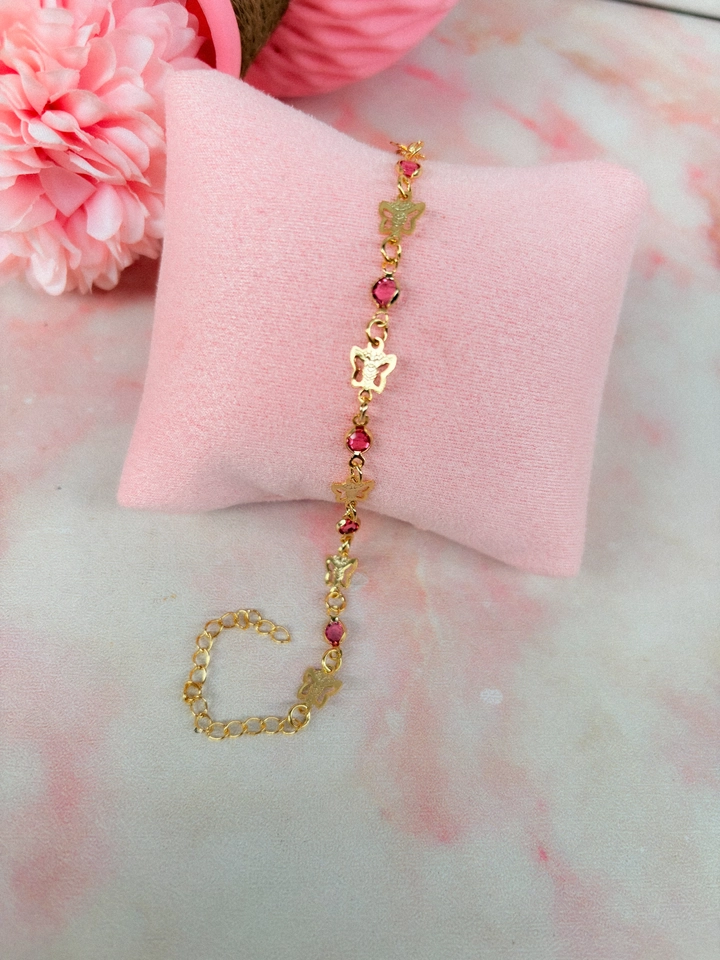 Pulseira infantil borboleta pink 