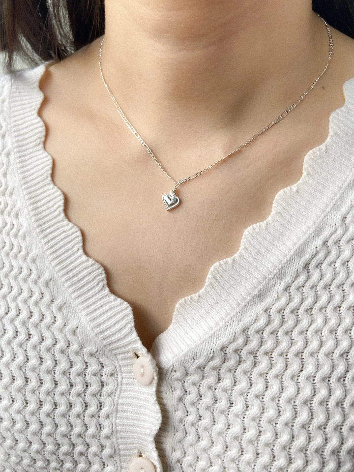 Choker delicada coração - prata  - 1