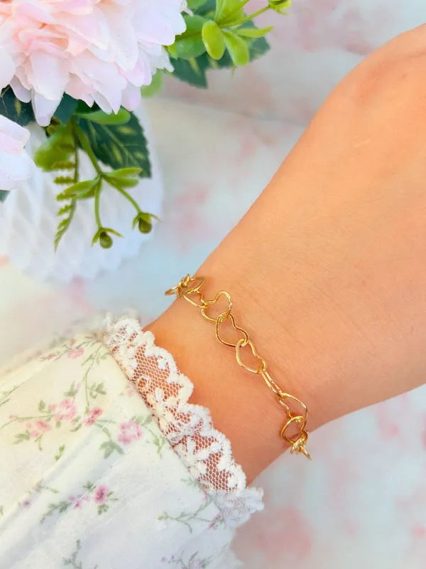 Pulseira elos corações grandes 