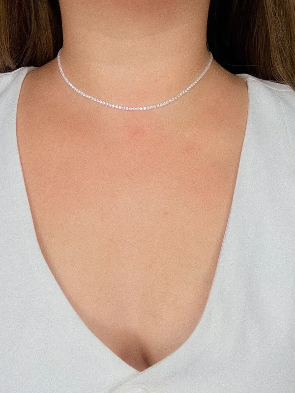 Choker revieira brilho prata 