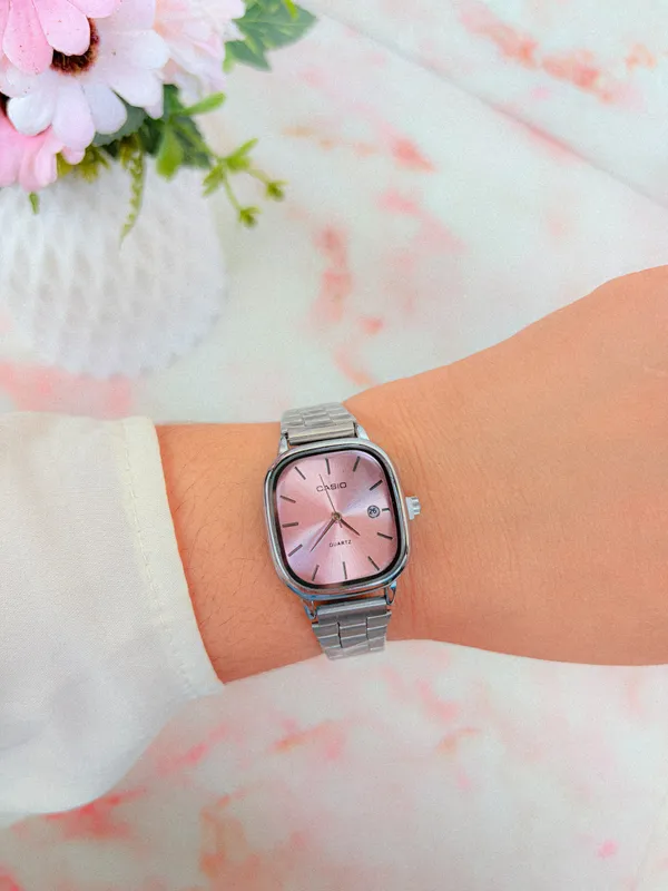 Relógio Casio prata - rosa 