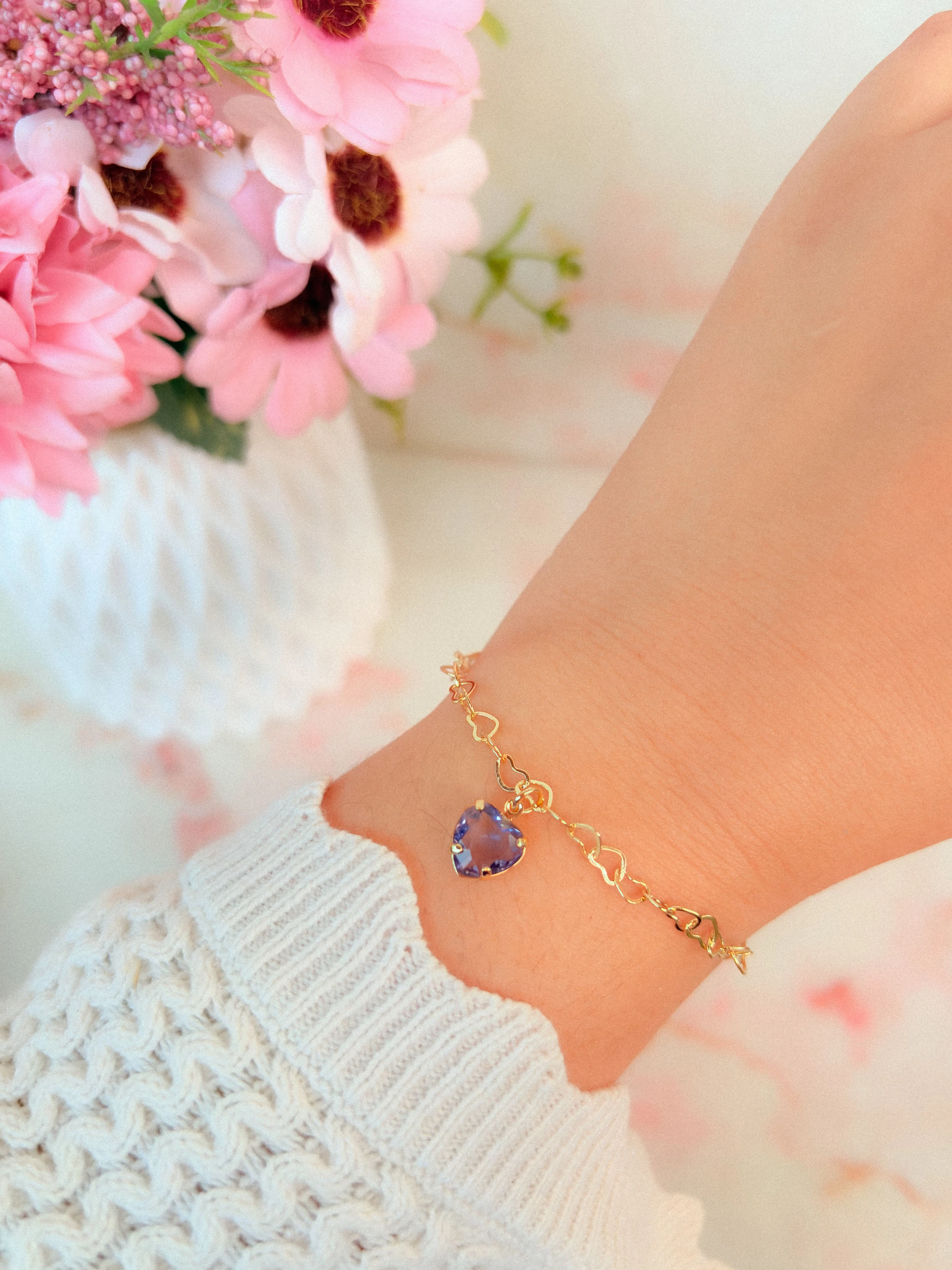 Pulseira coração lilás  - 1