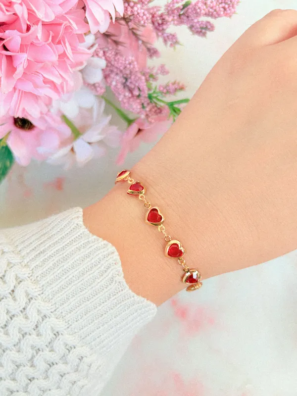 Pulseira corações vermelho 
