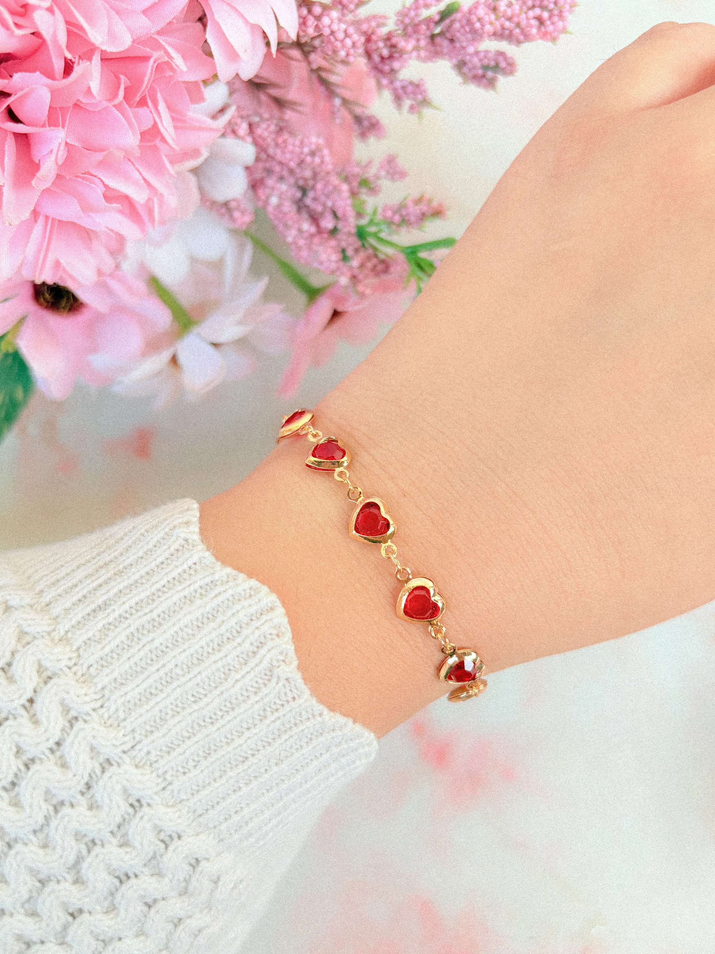 Pulseira corações vermelho  - 1