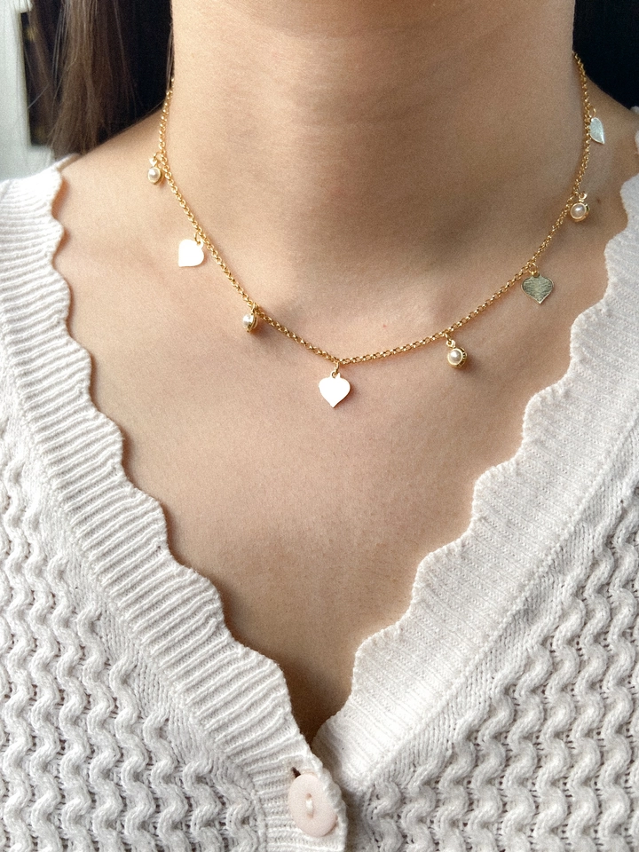 Choker coração e pérola  - 1